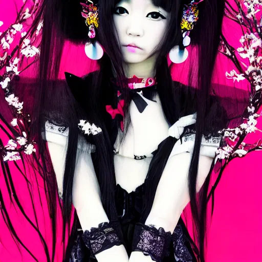 Prompt: Japanese goth girl, beautiful, stunning, high detail, cinematic, harajuku,