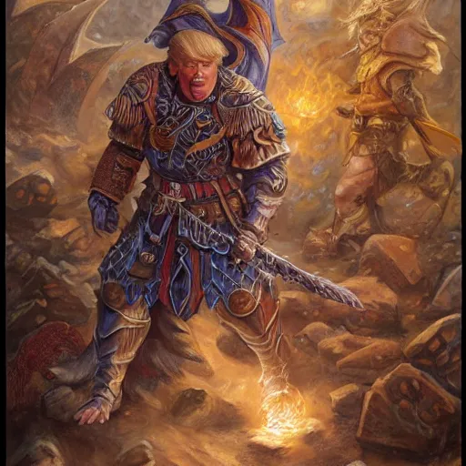 Image similar to Donald Trump as a fantasy D&D character, full body art by Donato Giancola and James Gurney, digital art, trending on artstation