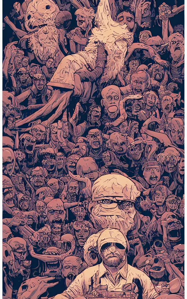 Image similar to the thing 1 9 8 2 movie poster, in the style of james jean and laurie greasley, dynamic composition, dramatic lighting, hyper - realistic, ultra detailed, creepy