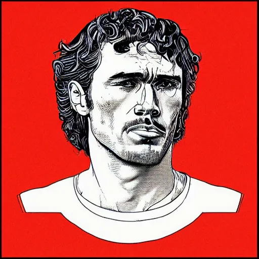 Image similar to “ james franco retro minimalist portrait by jean giraud, moebius starwatcher, high detail, linework, sharp, smooth face, color comic, 8 k ”
