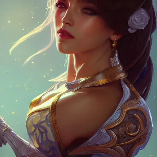 Image similar to perfectly - centered - portrait of woman from league of legends, intricate, highly detailed, digital painting, artstation, concept art, smooth, sharp focus, illustration, unreal engine 5, 8 k, art by artgerm and greg rutkowski and alphonse mucha