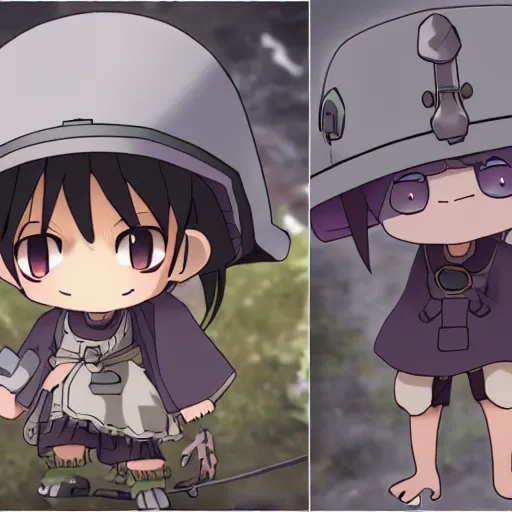 Cute chibi artwork of made in abyss characters