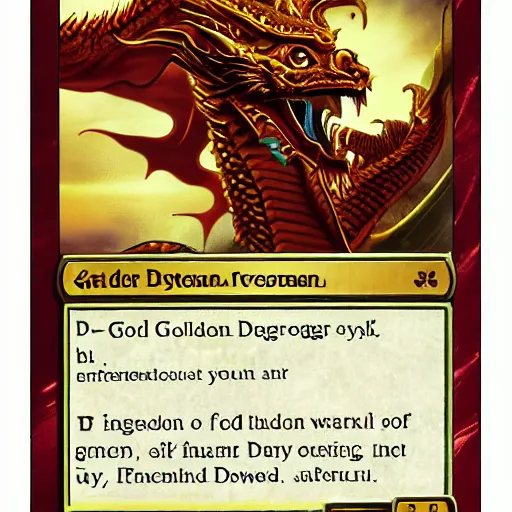 Image similar to Golden dragon, MTG art style