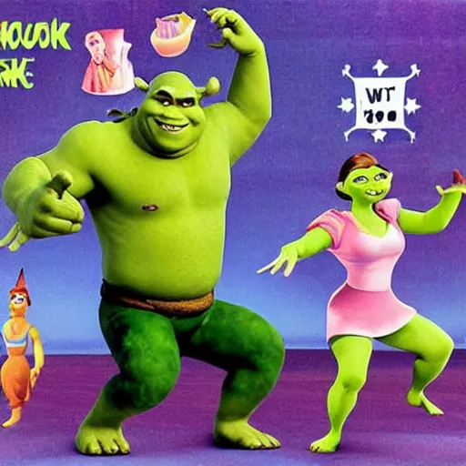 Image similar to shrek workout routine VHS cover from 1999
