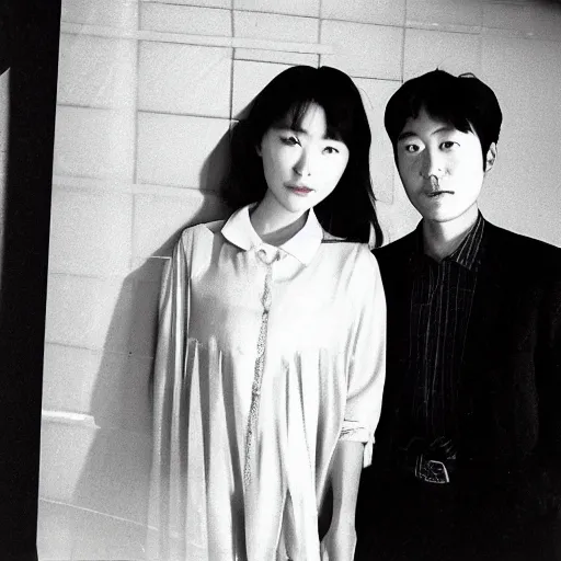 Prompt: archive of the actress Choi Eun-Hee and director Shin Sang-ok, Reuters, 35mm film, film grain, mysterious exterior, underexposed