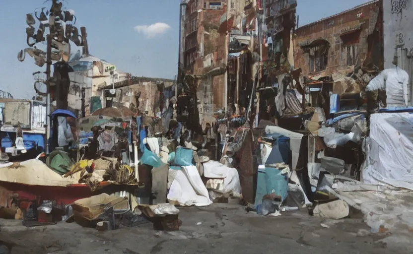 Prompt: a movie still of garbage man by walerian borowczyk, immoral tales, grain, technicolor, high definition, remastered, wide angle, 3 5 mm, portrait, cinematic lightning, argentic, scratches, old