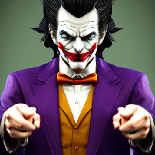 Image similar to Phoenix Wright as the Joker, highly detailed, trending on artstation, Unreal Engine 4K