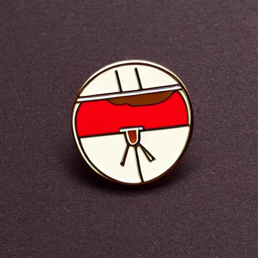 Image similar to minimalistic enamel pin of a kebab, retro design