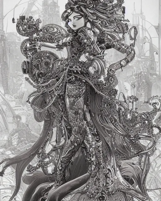 Image similar to lady mechanika, comic, intricate linework, detailed and intricate environment, artstation, trending, beautiful, highly detailed, focus, smooth, by joe benitez