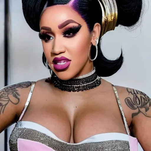 Prompt: a full body image of a hybrid between cardi b and nicki minaj