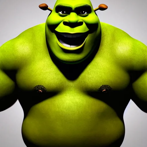 Prompt: buff shrek posing, 4 k