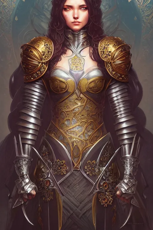 Image similar to Muscular and powerful medieval knight portrait, art nouveau, fantasy, intricate flower designs, elegant, highly detailed, sharp focus, art by Artgerm and Greg Rutkowski