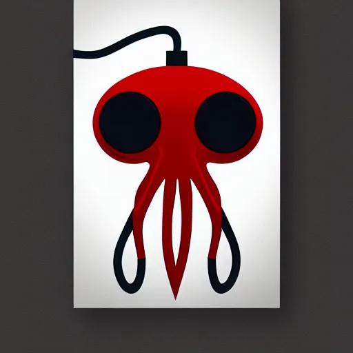 Image similar to cyborg octopus dj in headphones, digital art, minimalism