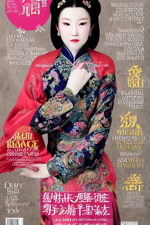 Image similar to beauty magazine cover from tang dynasty