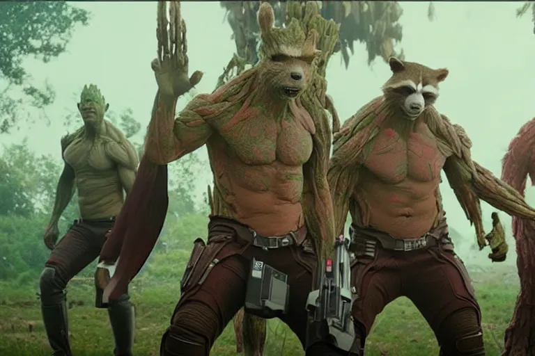 Image similar to VFX movie guardians of the galaxy fight scene by Emmanuel Lubezki