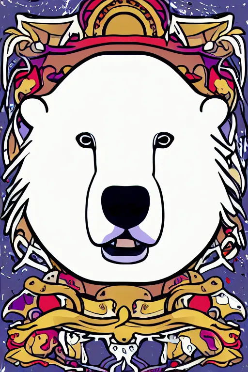 Image similar to Portrait of a polar bear, knight, medieval, sticker, colorful, illustration, highly detailed, simple, smooth and clean vector curves, no jagged lines, vector art, smooth