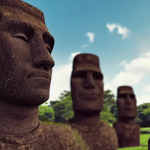 Prompt: Moai statue dressed like Jesus Christ, 4k, realistic