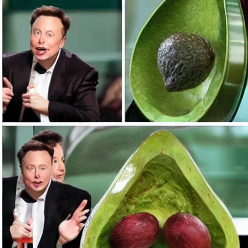 Prompt: elon musk as an avocado chair