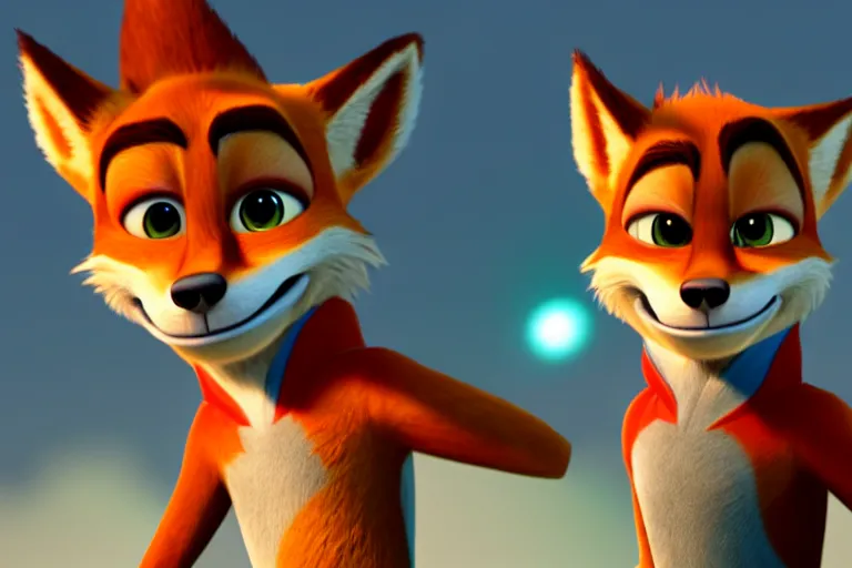 Prompt: Nick Wilde in StarFox, highly detailed, soft lighting, cinematic, 8k