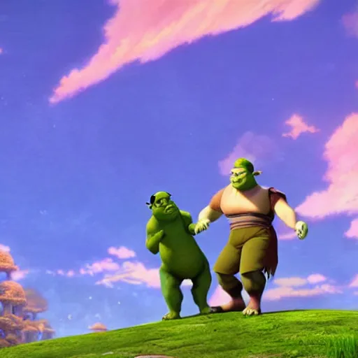 Prompt: beautiful Shrek anime by makoto shinkai