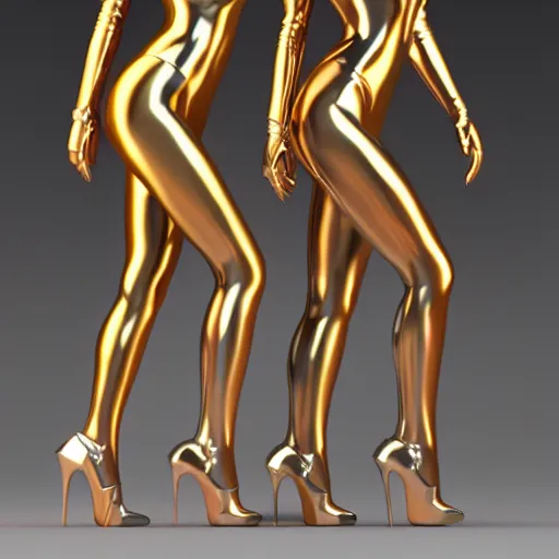 Image similar to chrome woman by hajime sorayama, 4 k, 3 d render, golden hour