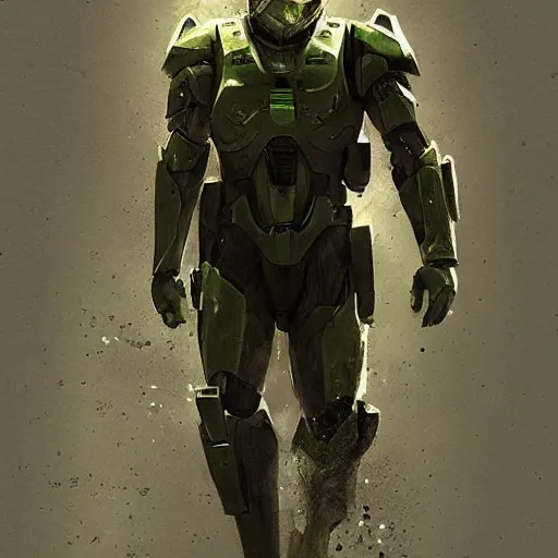 Image similar to master chief in drip clothes by greg rutkowski