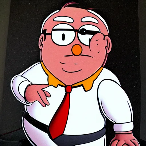 Prompt: peter griffin, hyperrealism, in the style of dali