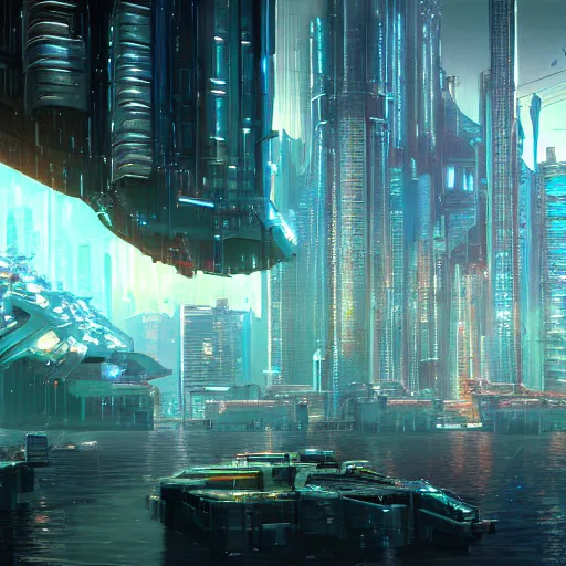 Image similar to Cyberpunk Atlantis