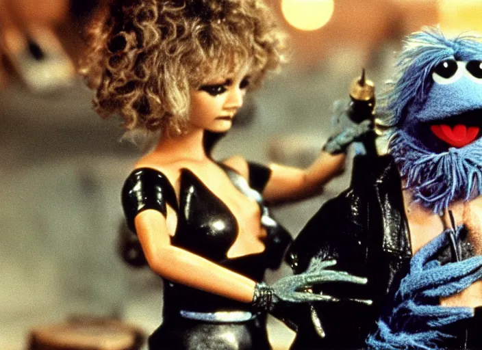 Prompt: scene from the 1 9 8 2 science fiction film muppet blade runner