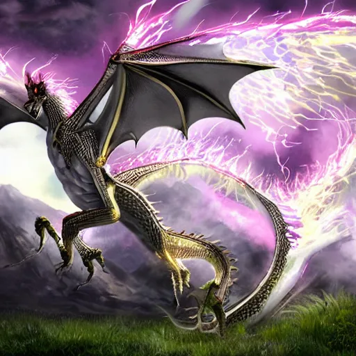 Prompt: lighning dragon is lightning a farm