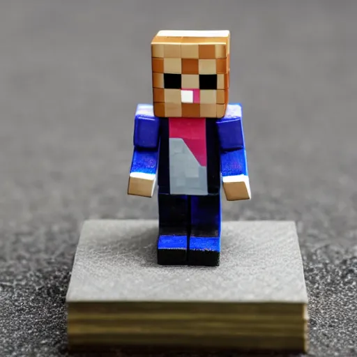 Prompt: queen elizabeth minecraft figurine on a table, professional photo