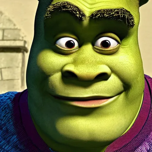 Prompt: Shrek giving the camera a knowing suggesting look