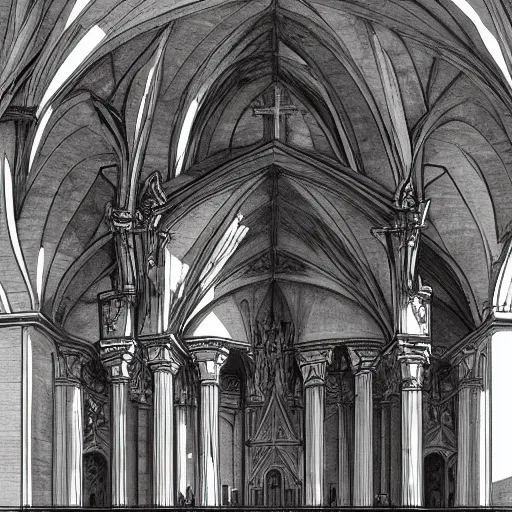 Prompt: anatomy of a church building, da vinci sketch, ultradetailed, ultramegadetailed, artstation