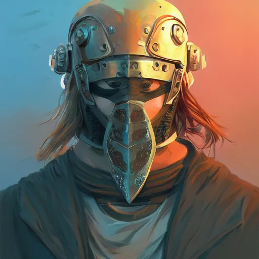 Image similar to cyberpunk viking helmet mask warrior goddess robot ninja fantasy, art gta 5 cover, official fanart behance hd artstation by jesper ejsing, by rhads, makoto shinkai and lois van baarle, ilya kuvshinov, ossdraws