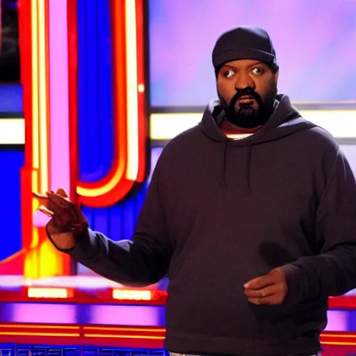 Prompt: Ghostface from Scream hosting a game of Family Feud, tv show, gameshow,