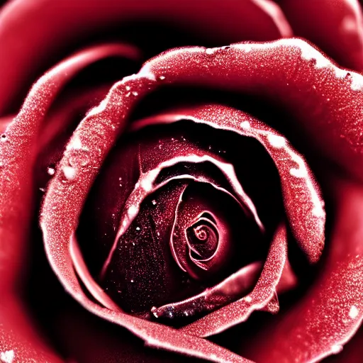 Image similar to award - winning macro of a beautiful black rose made of molten magma, inner glow, hyper - realistic!!!