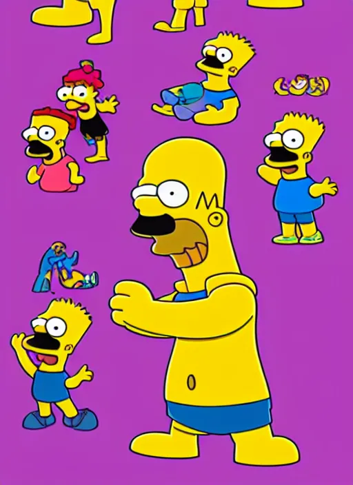 Image similar to homero simpson in alejo y valentina art style