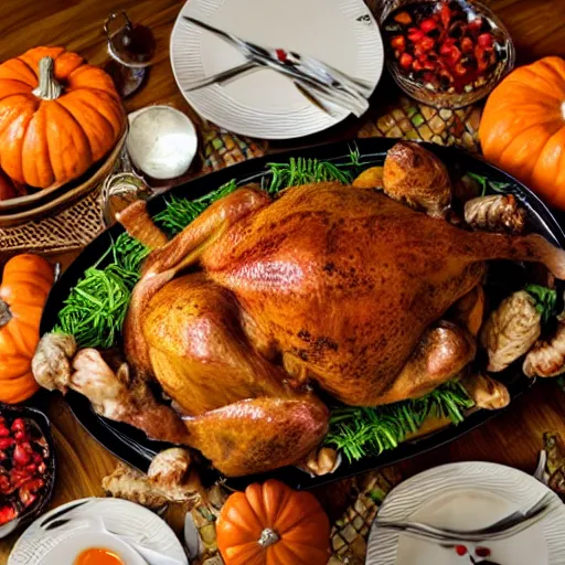 Image similar to photo of a thanksgiving dinner that looks like cats