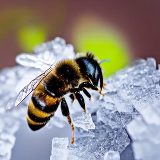 Image similar to a bee frozen in ice