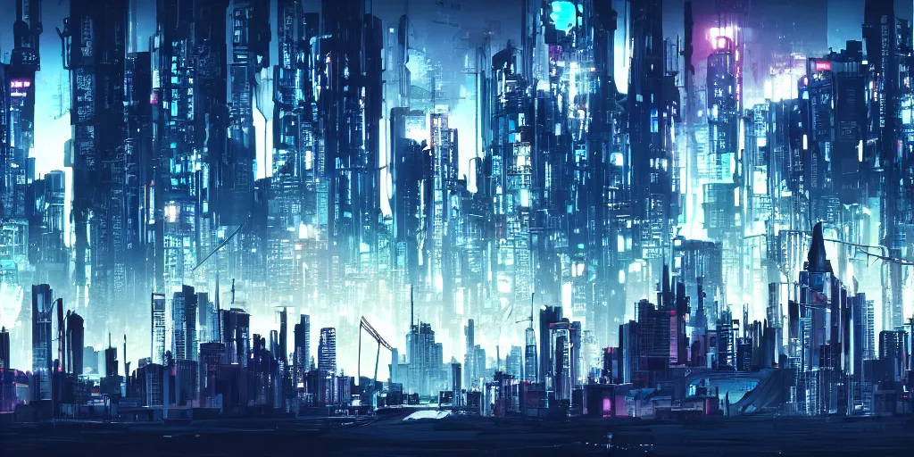 Prompt: city in the style of cyberpunk, singular gigantic building focus, space sky, anime illustration,