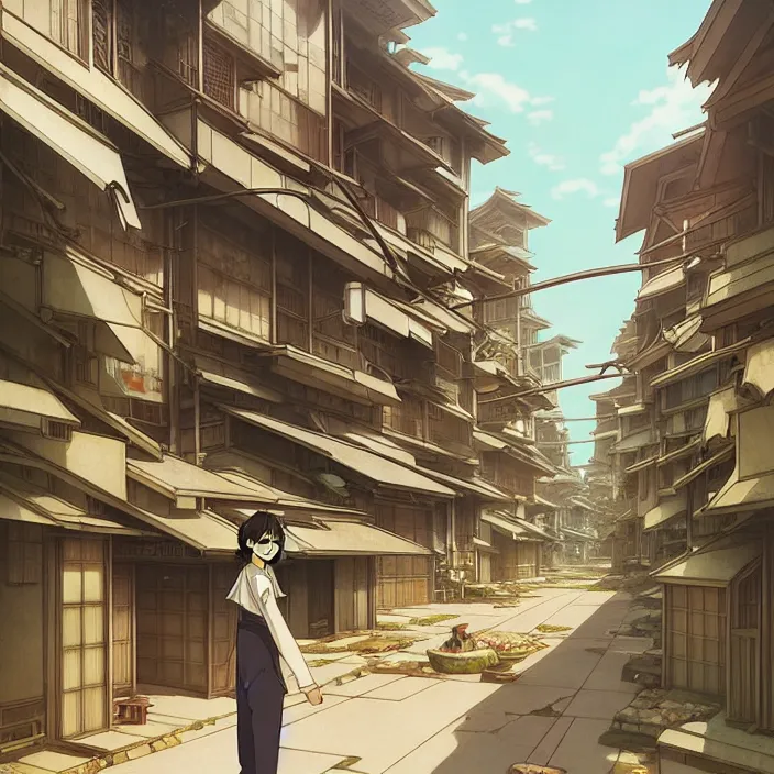 Image similar to empty tokyo neighborhood, spring, in the style of studio ghibli, j. c. leyendecker, greg rutkowski, artem