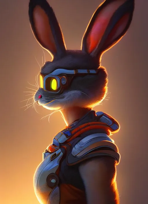 Prompt: portrait of apex legends bugs bunny, intricate, elegant, glowing lights, highly detailed, digital painting, artstation, glamor pose, concept art, smooth, sharp focus, illustration, art by artgerm and greg rutkowski, artey freytag