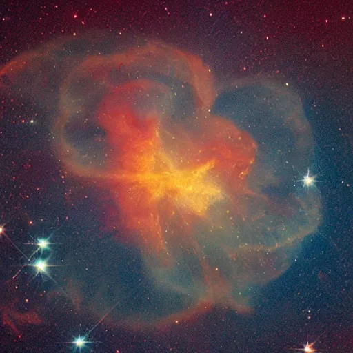 Prompt: a heart shaped space nebula, taken with hubble telescope,