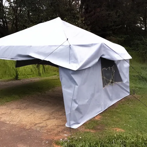 Image similar to a spray painted tent
