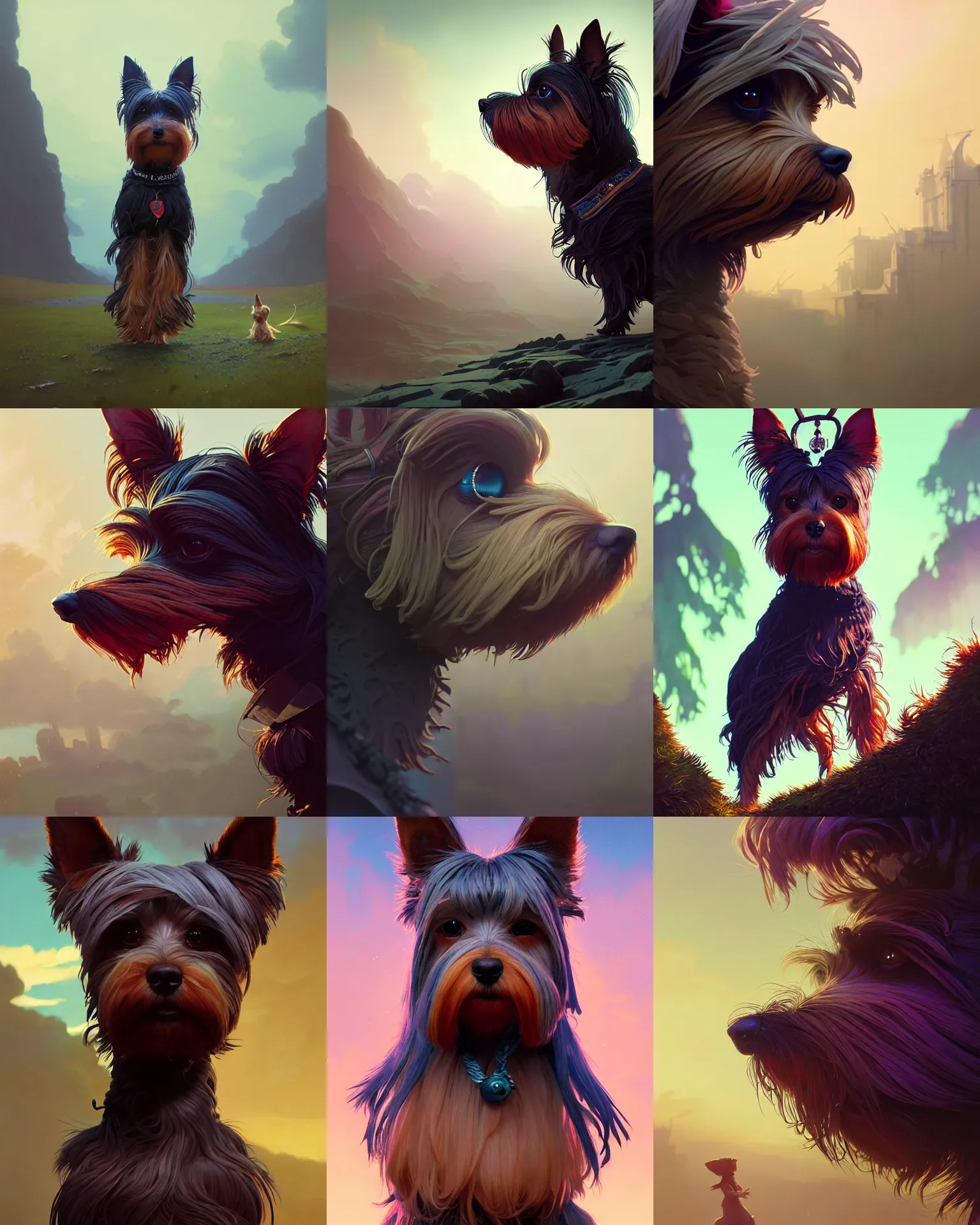 Prompt: highly detailed surreal vfx portrait of a nowpunk yorkshire terrier, stephen bliss, unreal engine, greg rutkowski, loish, rhads, beeple, makoto shinkai and lois van baarle, ilya kuvshinov, rossdraws, tom bagshaw, alphonse mucha, global illumination, detailed and intricate environment