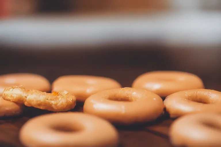 Image similar to dslr food photograph of cheerios donuts, 8 5 mm f 1. 8