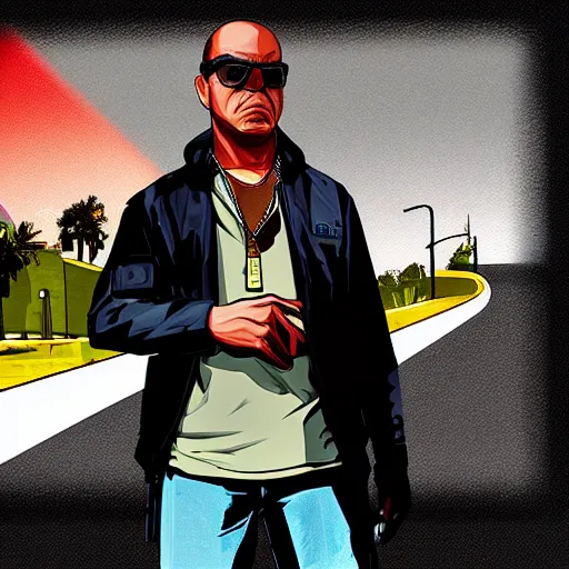 Prompt: GTA V illustration of original character n 9