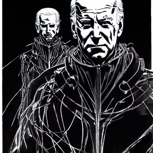 Image similar to Joe Biden looking sinister, by Tsutomu Nihei, highly detailed