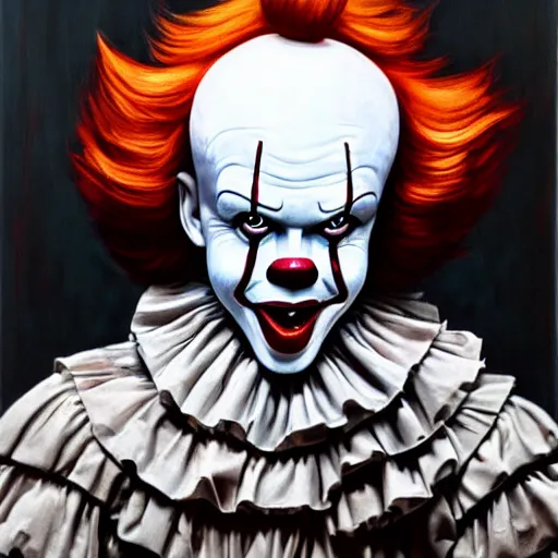 Image similar to pennywise in court over homicide charges. full body. oil on canvas. intricate. 8 k. highly professionally detailed. hdr. cgsociety
