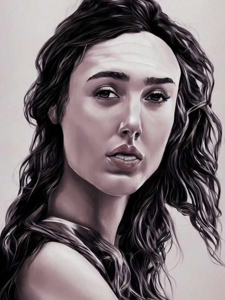 Image similar to a beautiful portrait of gal gadot by Karmen loh and, detailed, proportional, trending on art station, 4k